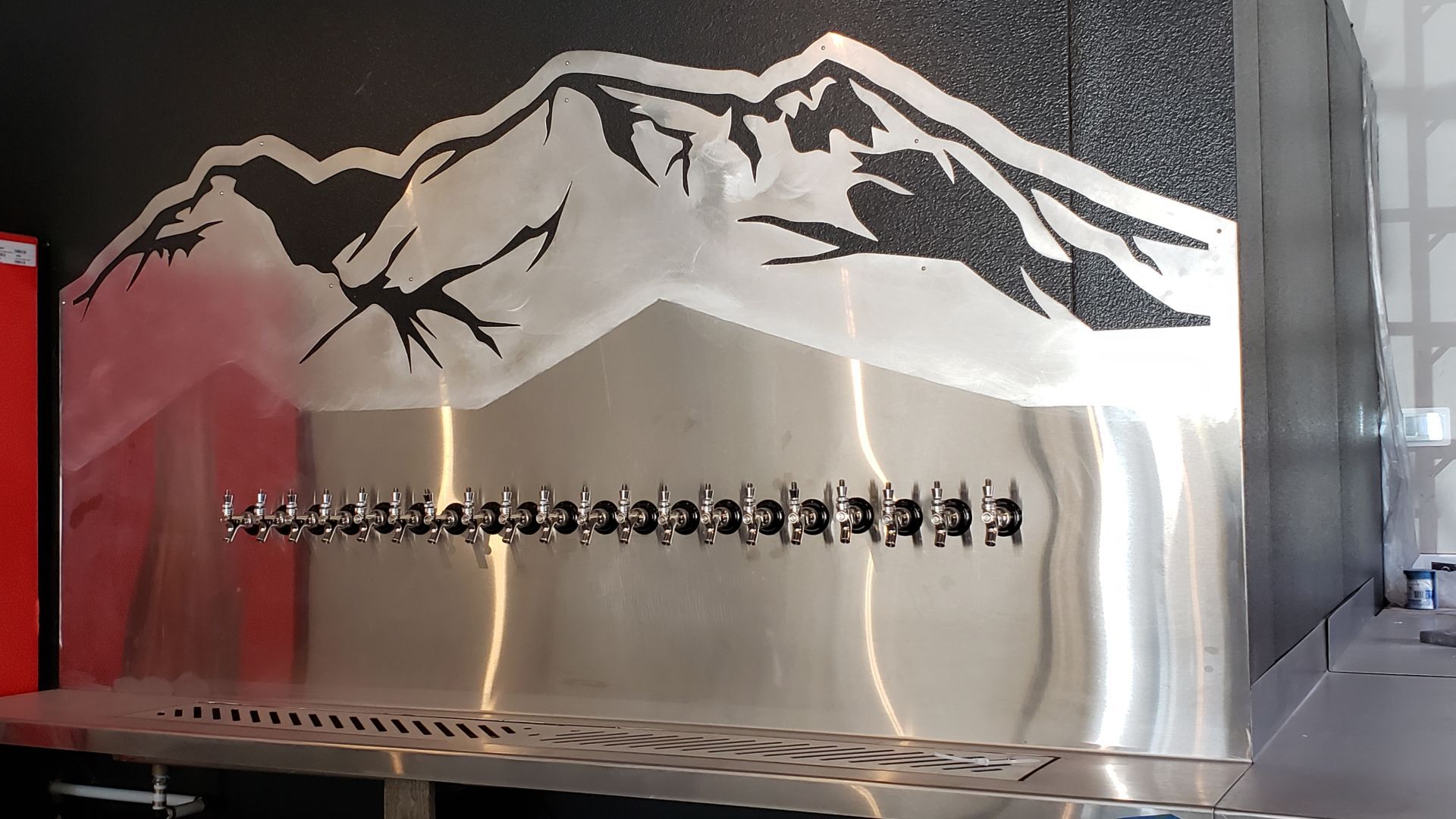 Steel backsplash at Star Route Brewery